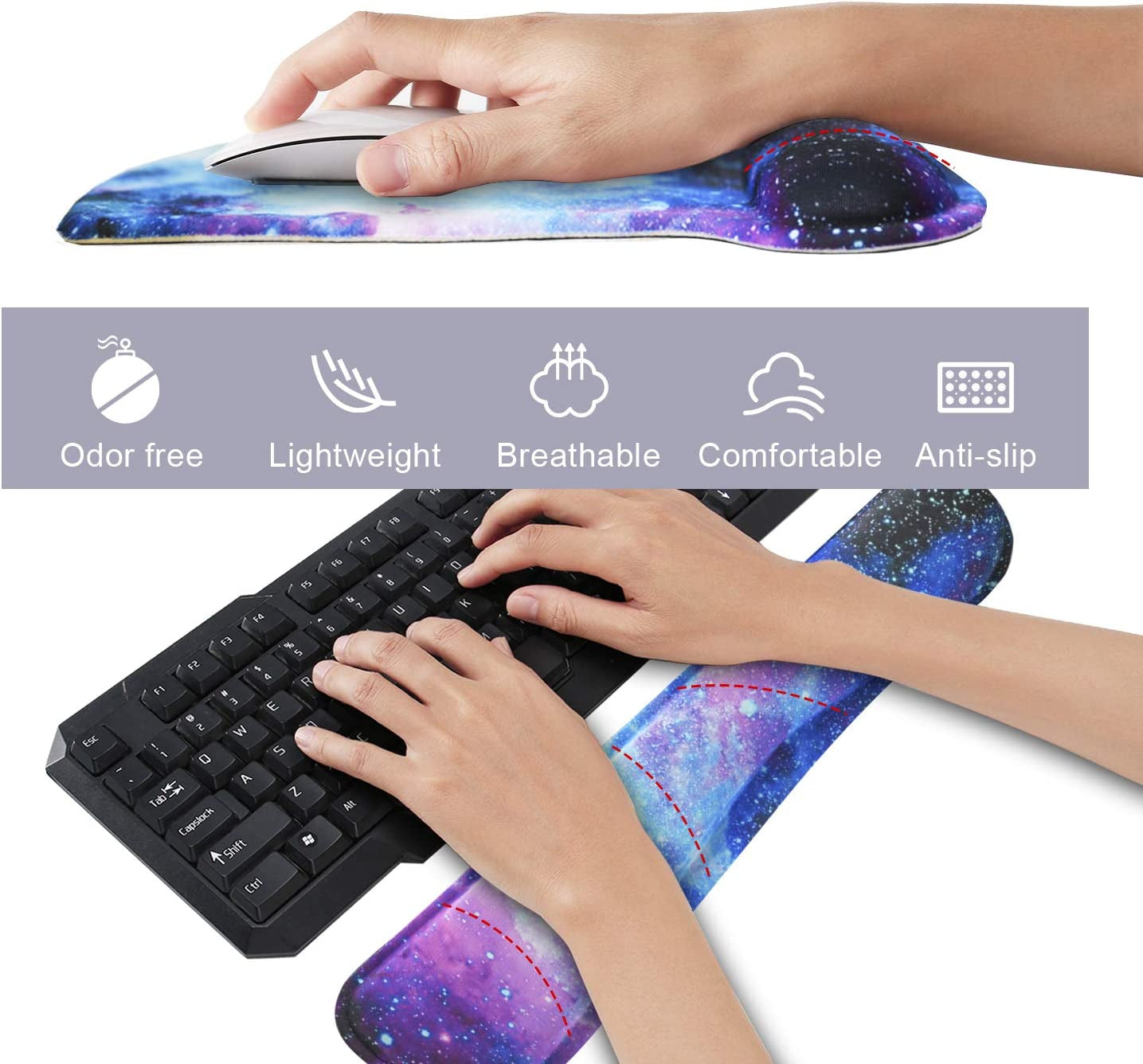 Upgrade Your Workspace: Galaxy Ergonomic Mouse Pad & Wrist Rest Set for Ultimate Comfort and Pain Relief! 🌌🖱️✨