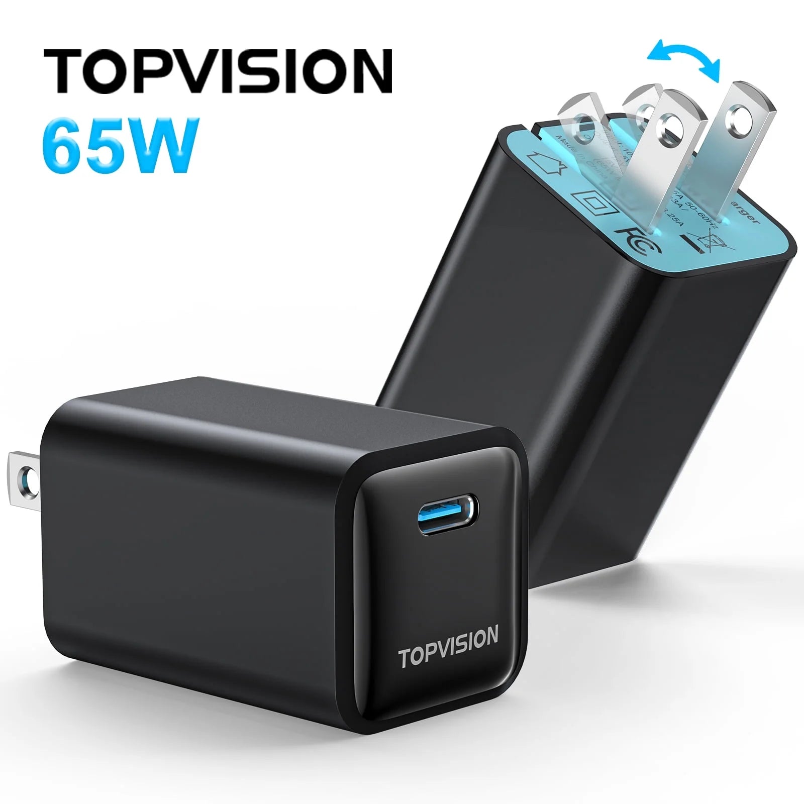 65W USB-C Fast Charging Wall Adapter for Apple and Android Devices, Single Pack