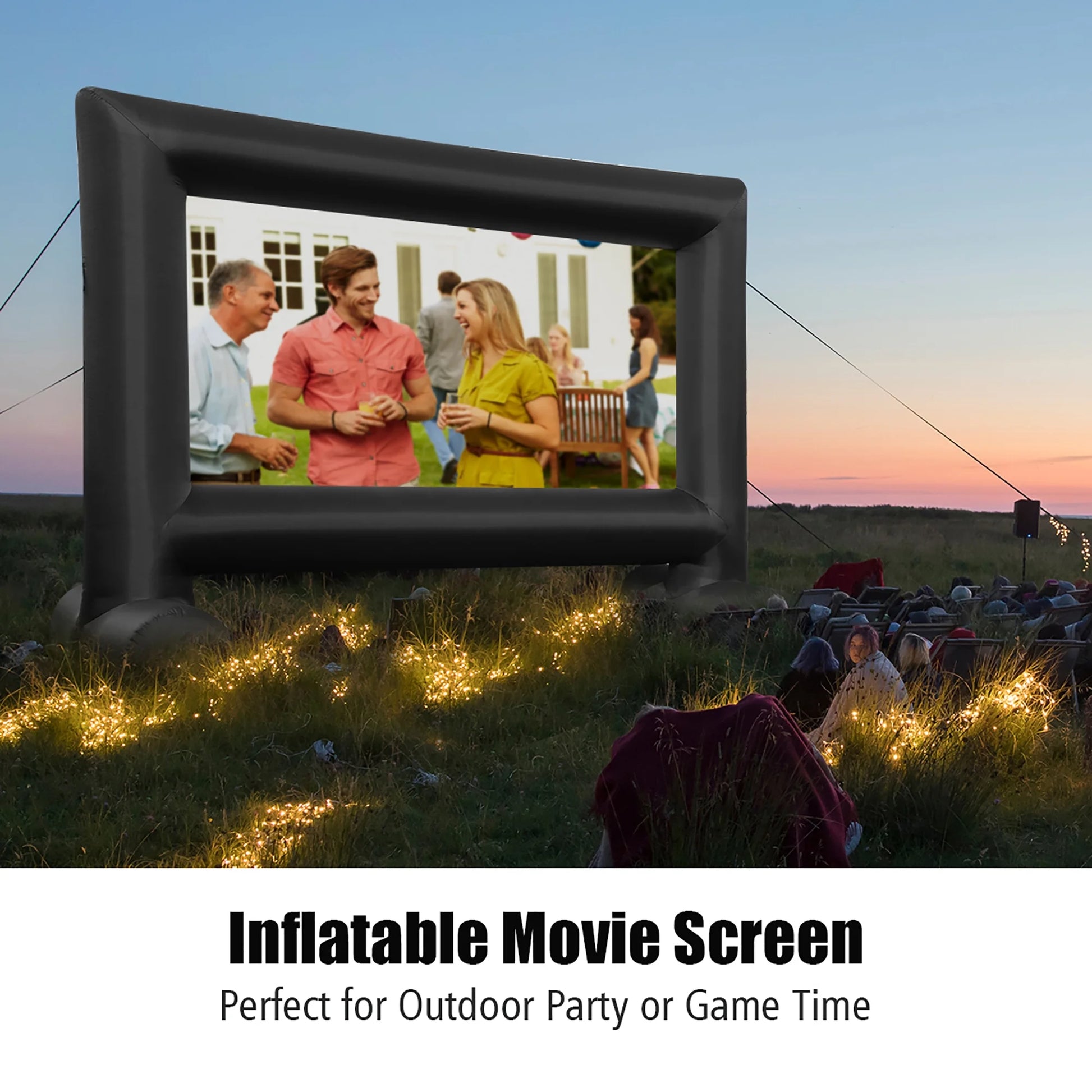 20FT Inflatable Outdoor Projector Screen with Blower - Perfect for Home Theater Experience!