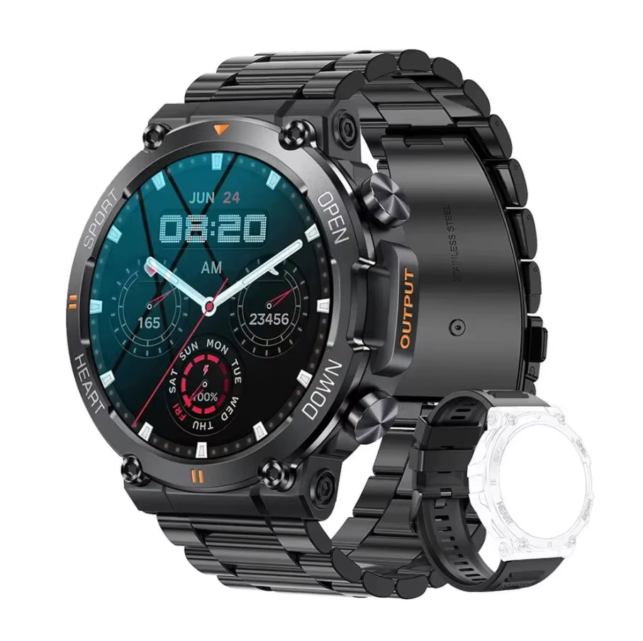 K56Pro Men's Smart Watch with Heart Rate Monitor, Bluetooth Connectivity, 400mAh Long Battery Life, 1.39-Inch 360x360 HD Display for Outdoor Activities
