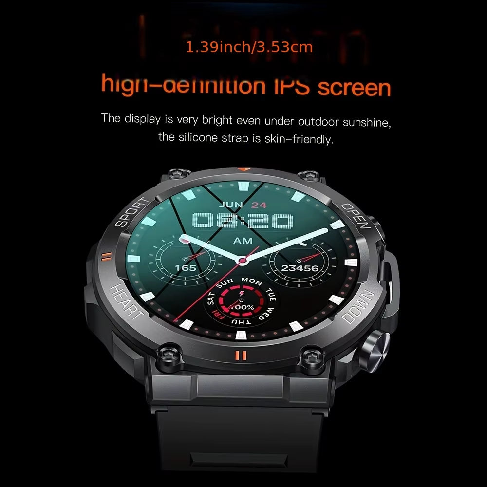 K56Pro Men's Smart Watch with Heart Rate Monitor, Bluetooth Connectivity, 400mAh Long Battery Life, 1.39-Inch 360x360 HD Display for Outdoor Activities