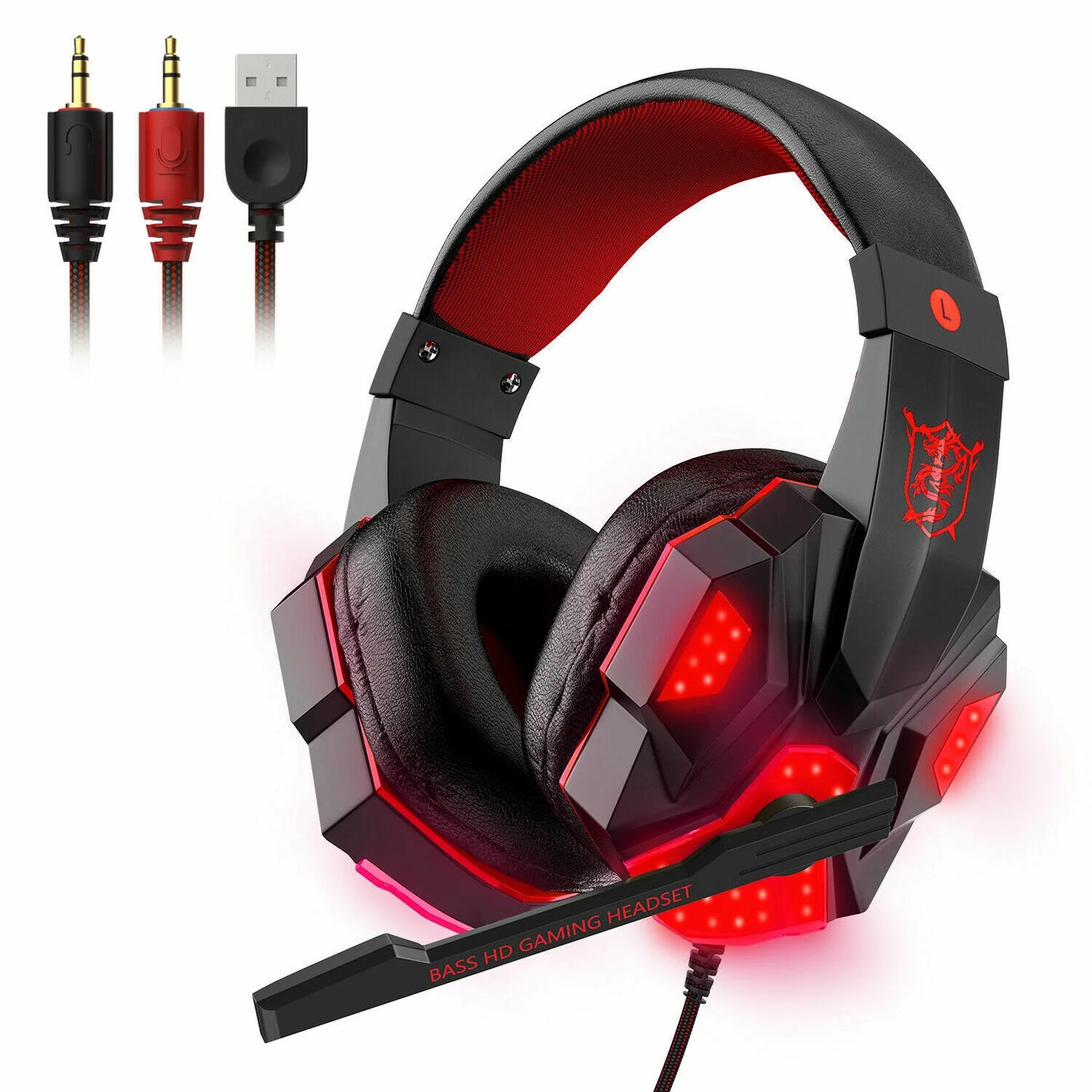 Ultimate 3.5mm Gaming Headset with LED Mic & Stereo Bass Surround for PC, PS4, Xbox One