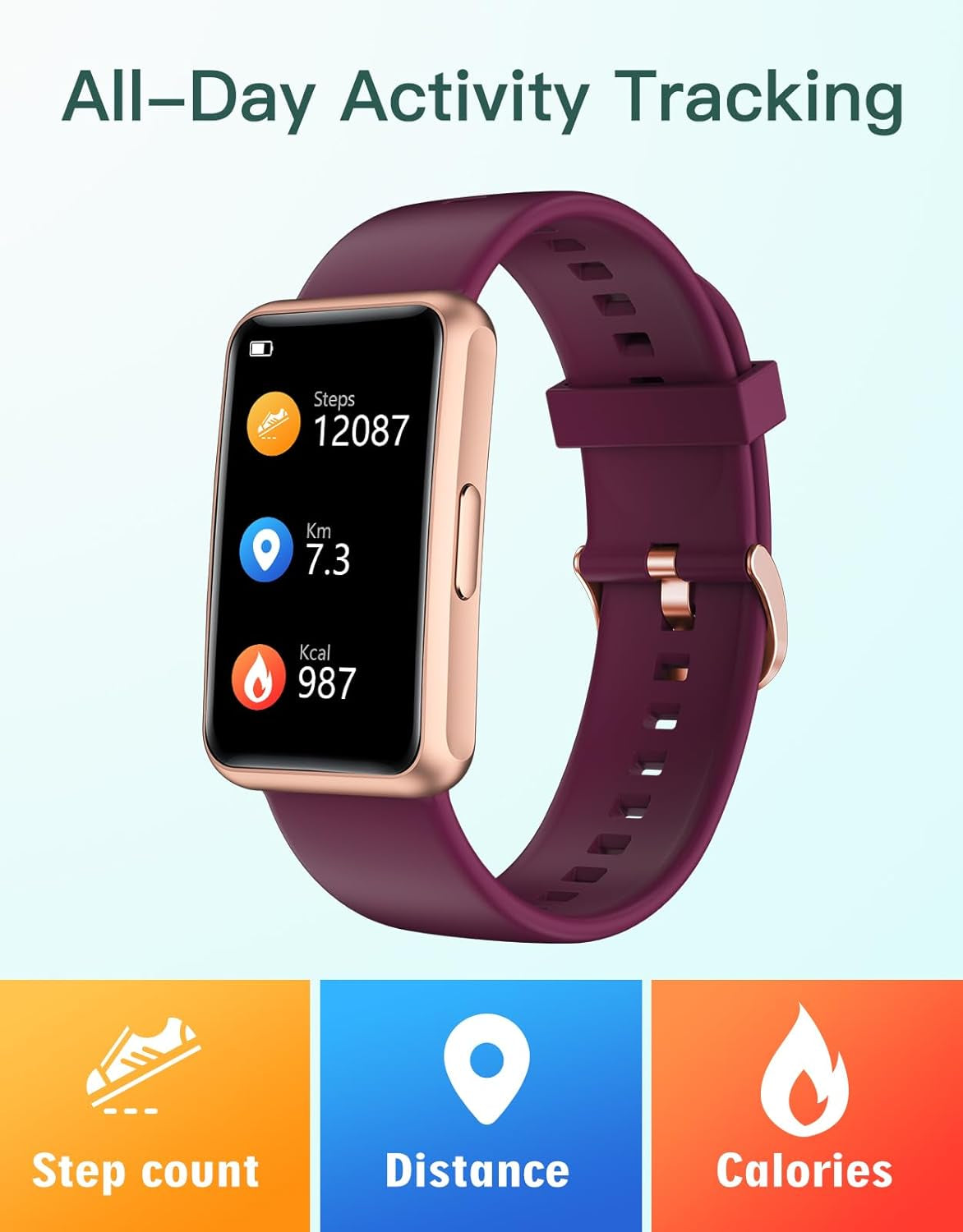 Ultimate Fitness Tracker - No Bluetooth, No App, No Phone Required! Waterproof Smart Watch for Men & Women - Full Touch Screen, Steps & Calories Counter, Sleep Tracker, Alarm Clocks (Purple)