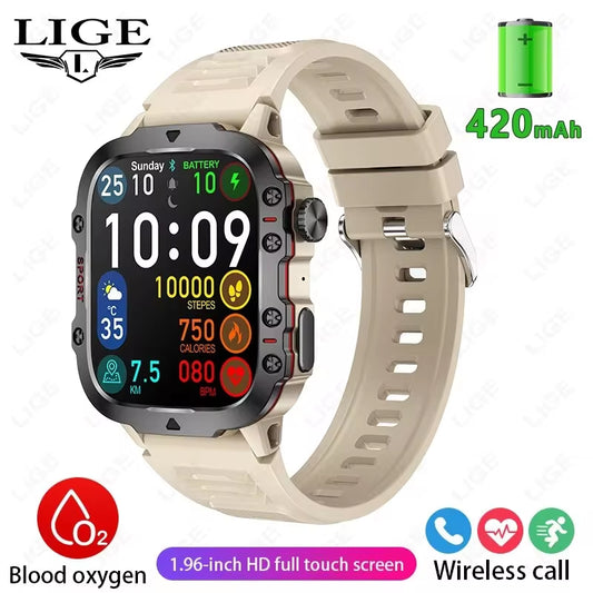 Ultimate Smart Watch: 1.96" Touchscreen, Bluetooth Calling, Voice Assistant, Fitness Tracker & Waterproof Design for Men