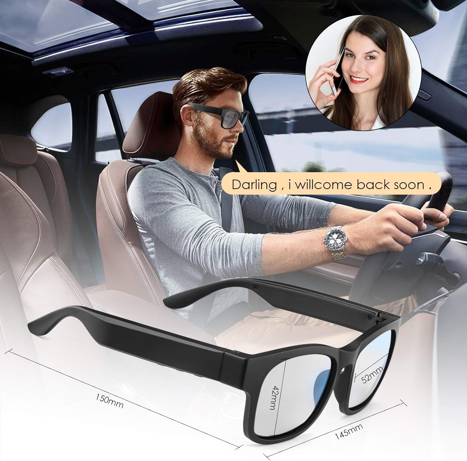 Revolutionary Smart Audio Glasses - Wireless Bluetooth Polarized Sunglasses with IPX4 Waterproof Protection