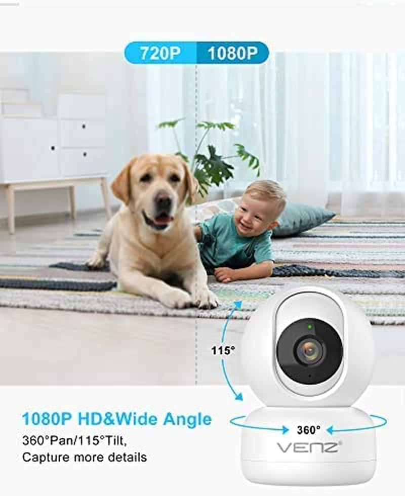 1080P Indoor Pet Camera with 360° PTZ, 2-Way Audio, Night Vision & Motion Detection - 2 Pack Home Security Solution for Dogs and Cats