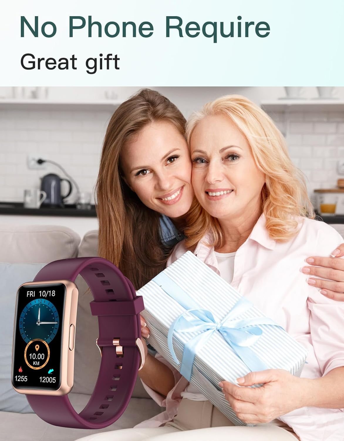 Ultimate Fitness Tracker - No Bluetooth, No App, No Phone Required! Waterproof Smart Watch for Men & Women - Full Touch Screen, Steps & Calories Counter, Sleep Tracker, Alarm Clocks (Purple)