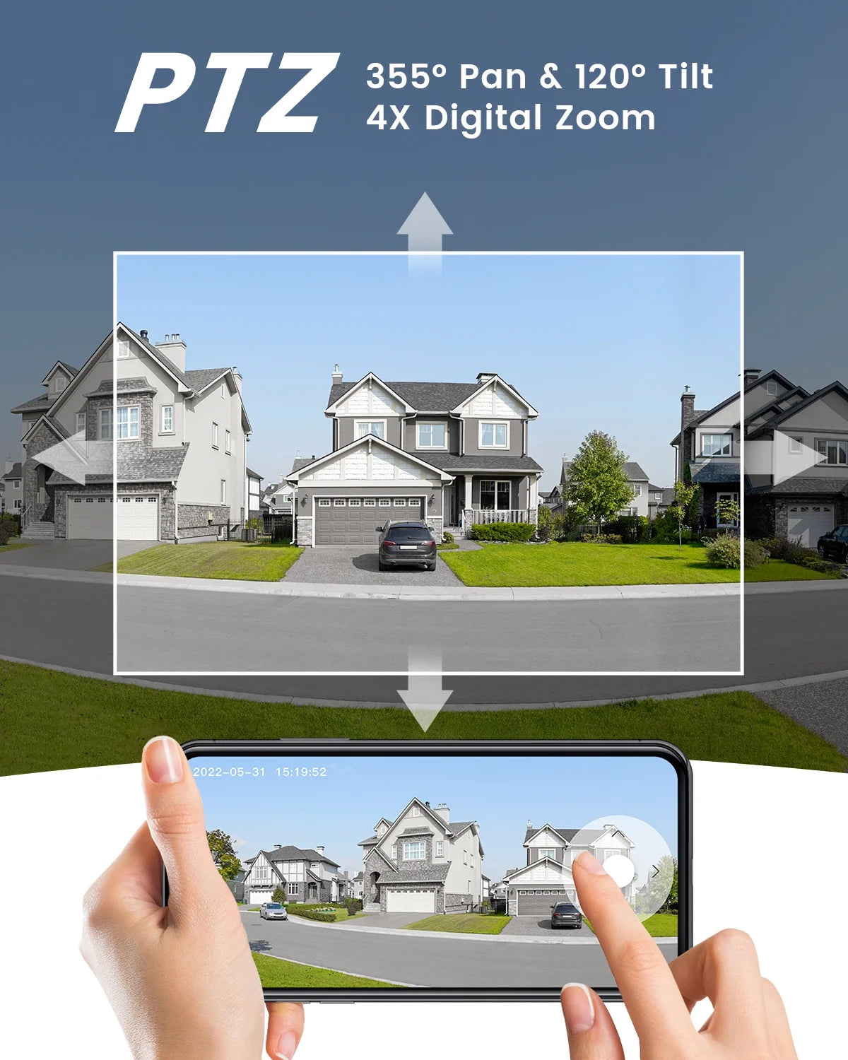 2K Wireless Outdoor Security Camera - Solar-Powered, 360° PTZ, Color Night Vision & Motion Sensor for Ultimate Home Surveillance