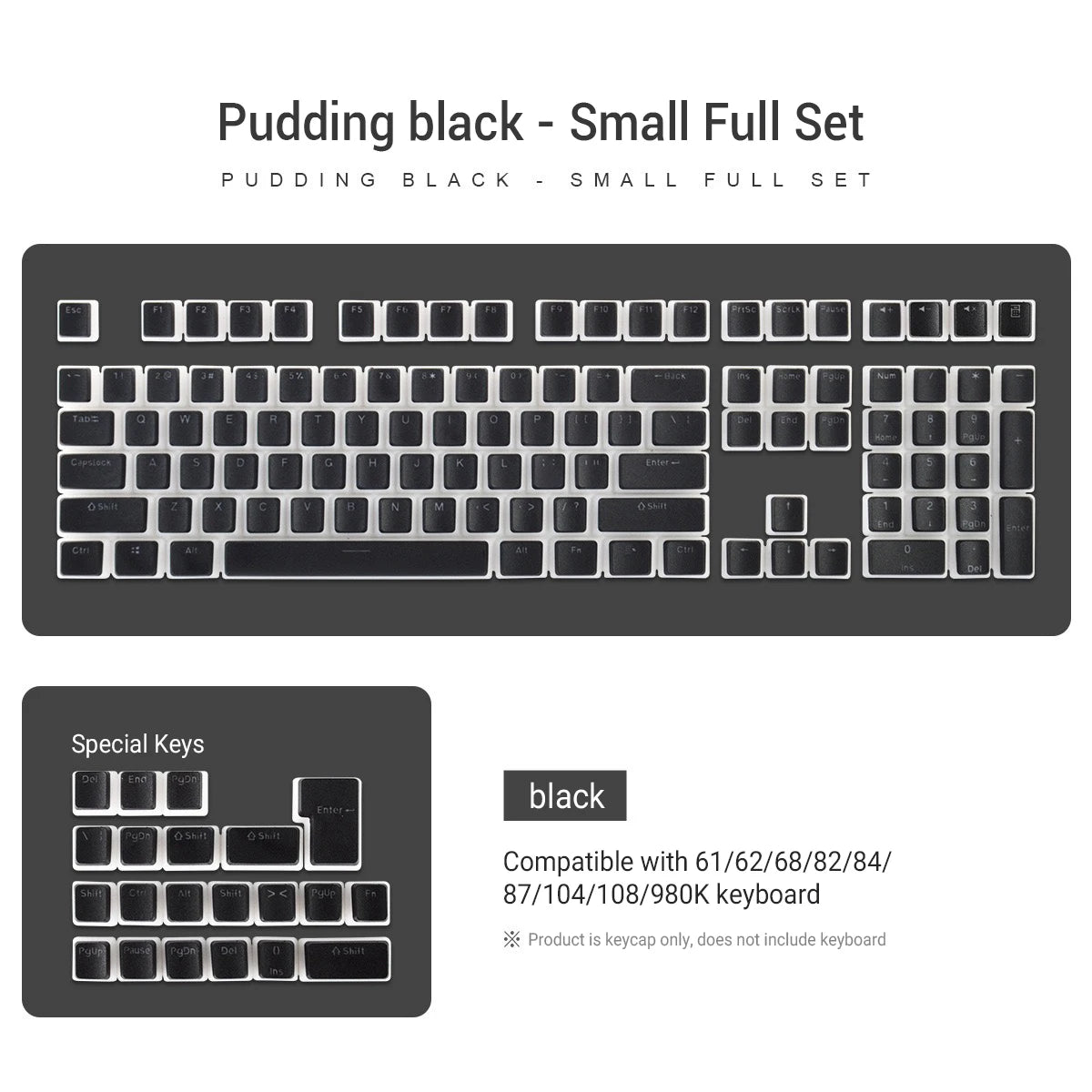 129-Key OEM Profile PBT Double Shot Pudding Keycaps for MX Switch Mechanical Keyboards - ISO Layout with RGB Backlighting