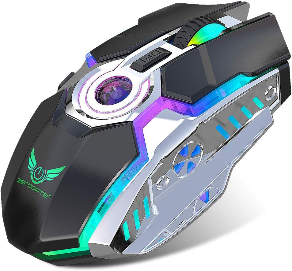 Rechargeable Wireless Gaming Mouse with USB Receiver and Decompress Crystal Ball - Black