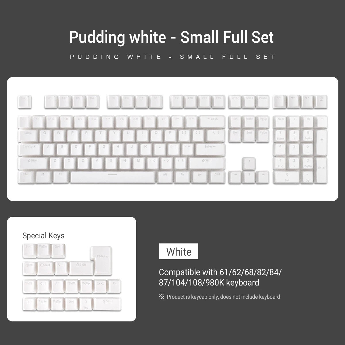 129-Key OEM Profile PBT Double Shot Pudding Keycaps for MX Switch Mechanical Keyboards - ISO Layout with RGB Backlighting