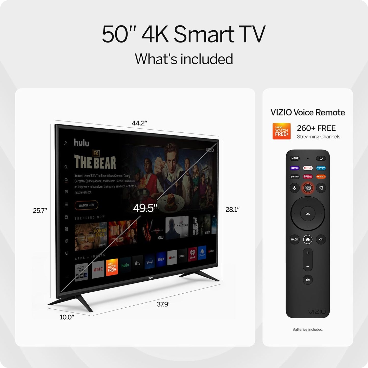 50-Inch 4K UHD V-Series Smart TV - Voice Remote, Dolby Vision, HDR10+, Alexa Compatible - 2022 Model