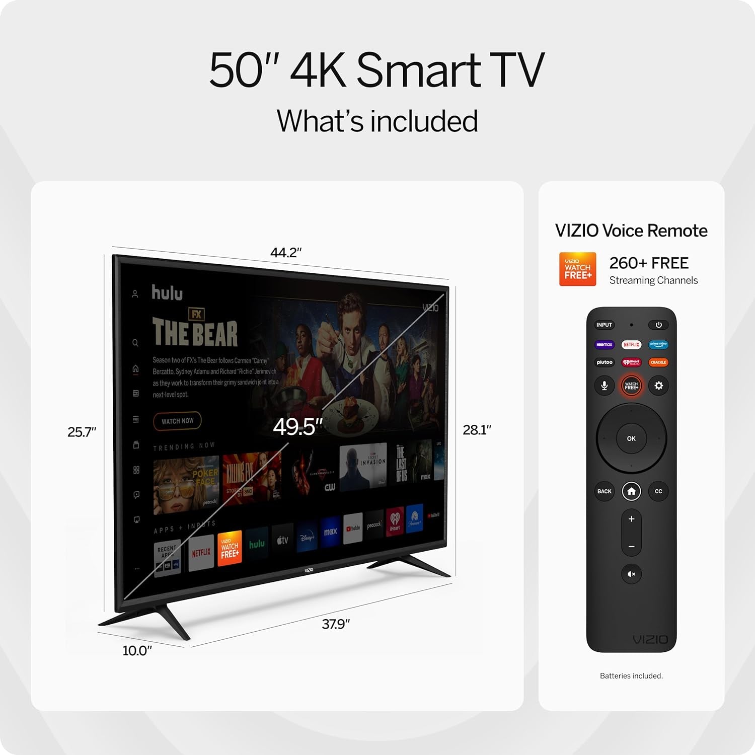 50-Inch 4K UHD V-Series Smart TV - Voice Remote, Dolby Vision, HDR10+, Alexa Compatible - 2022 Model